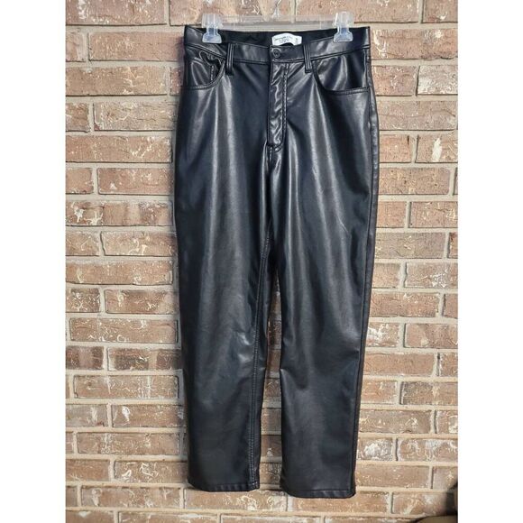 Abercrombie and Fitch Vegan Leather Pants, The 90's Straight Ultra Hi-Rise, Wome - Picture 1 of 3
